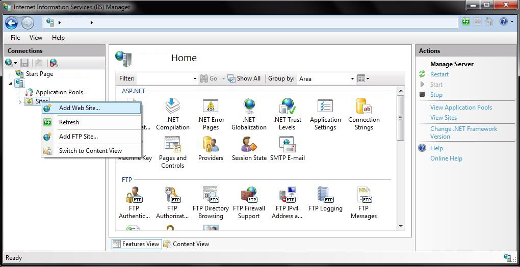 Add Web Site